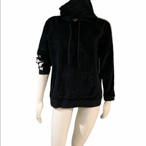 New Jessica Simpson The WarmUp Black Velvet Hoodie‎ Size L